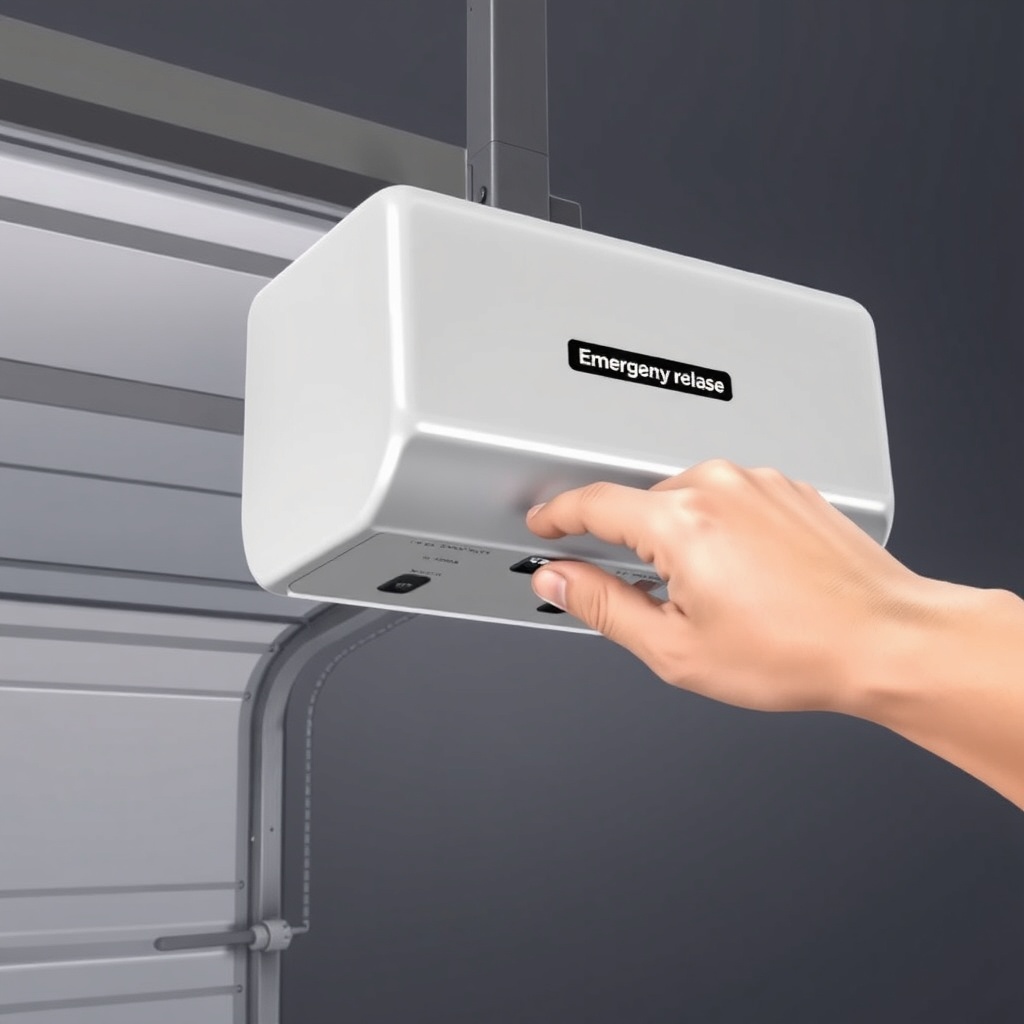 A photorealistic illustration of a person pulling the red emergency release handle on a Ch