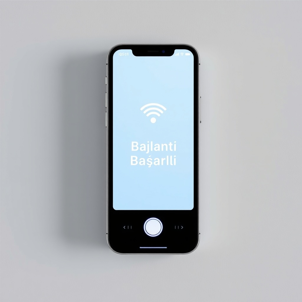 Genie 2055'in Wi-Fi modülü bağlanırken bir akıllı telefon ekranında "Bağlantı Başarılı" me
